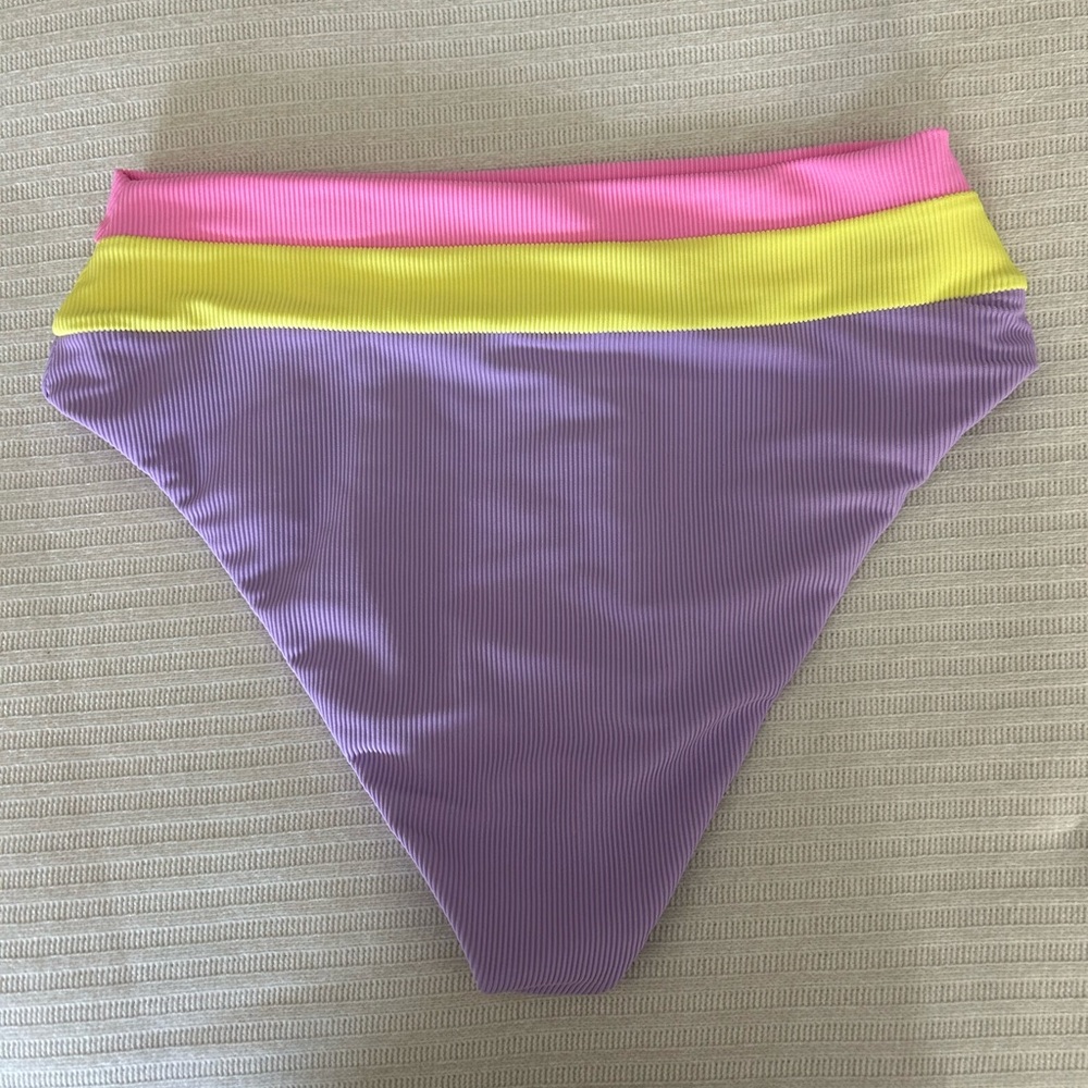 Beach Riot Heidi Ribbed Colorblock High Waisted Bikini Bottom - Picture 5 of 5